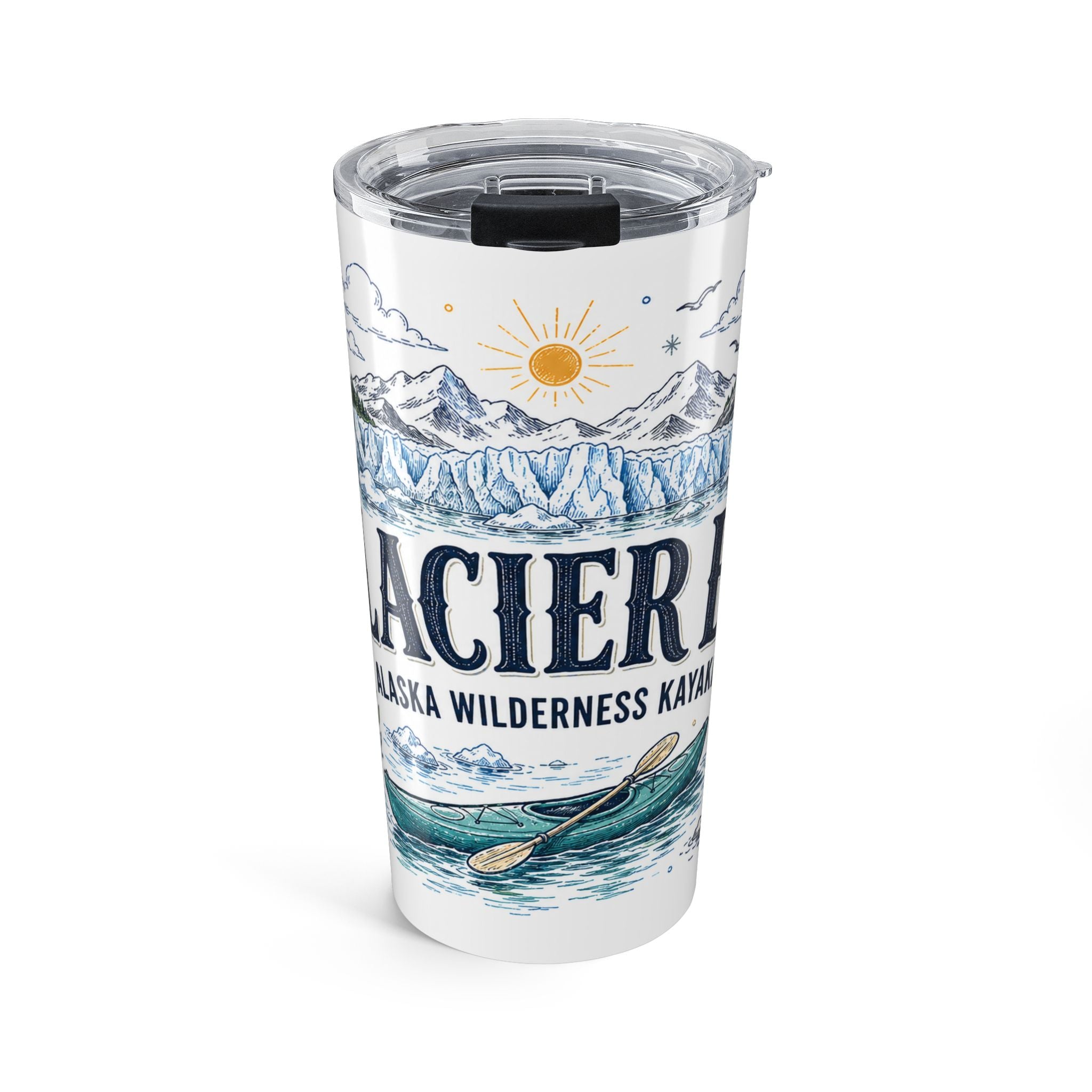 Glacier Bay National Park 20oz Tumbler | Alaska Wilderness Kayaking Gift | Insulated Stainless Steel Travel Cup