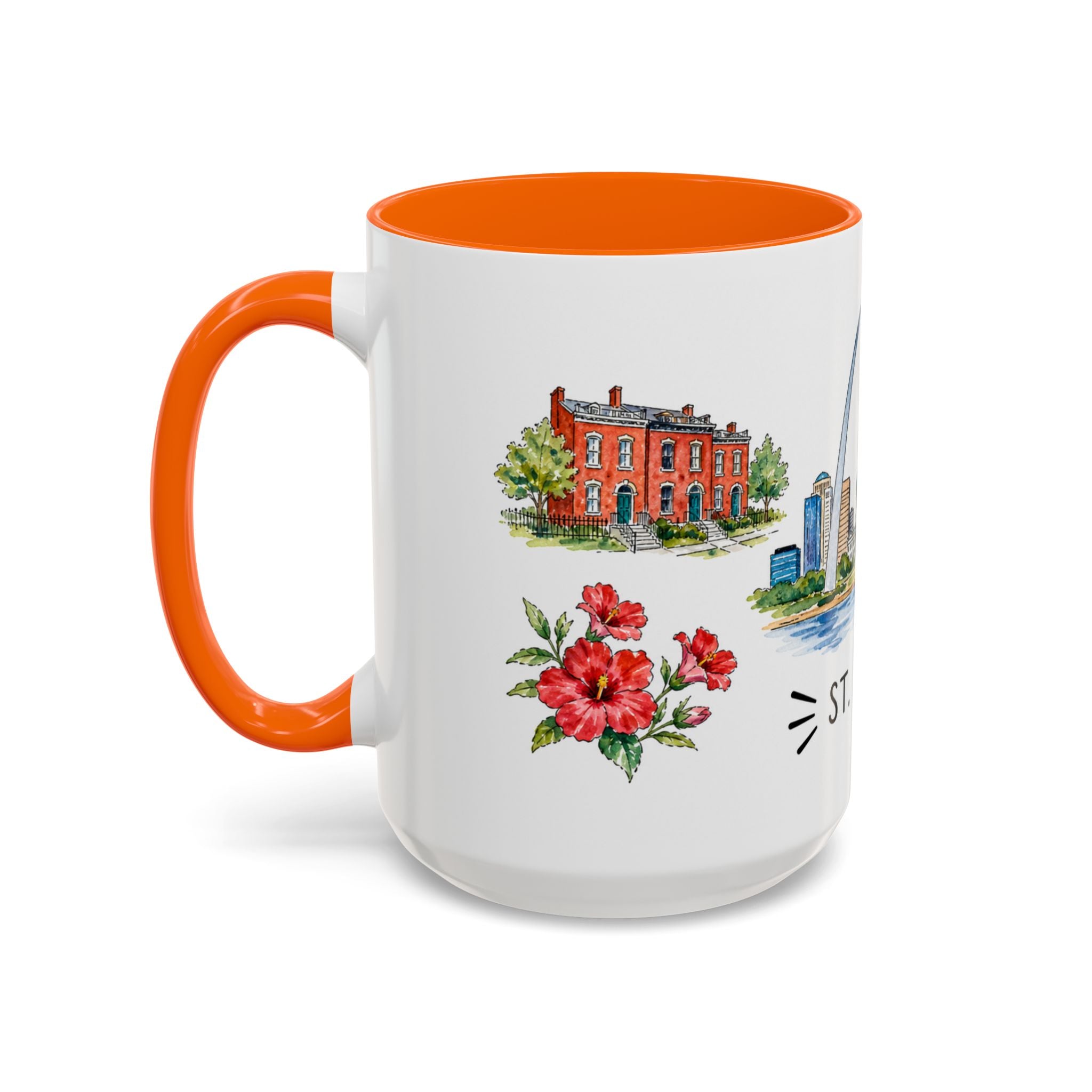 St. Louis Illustrated Travel Mug | City Souvenir Accent Coffee Mug | 11oz 15oz Ceramic Cup