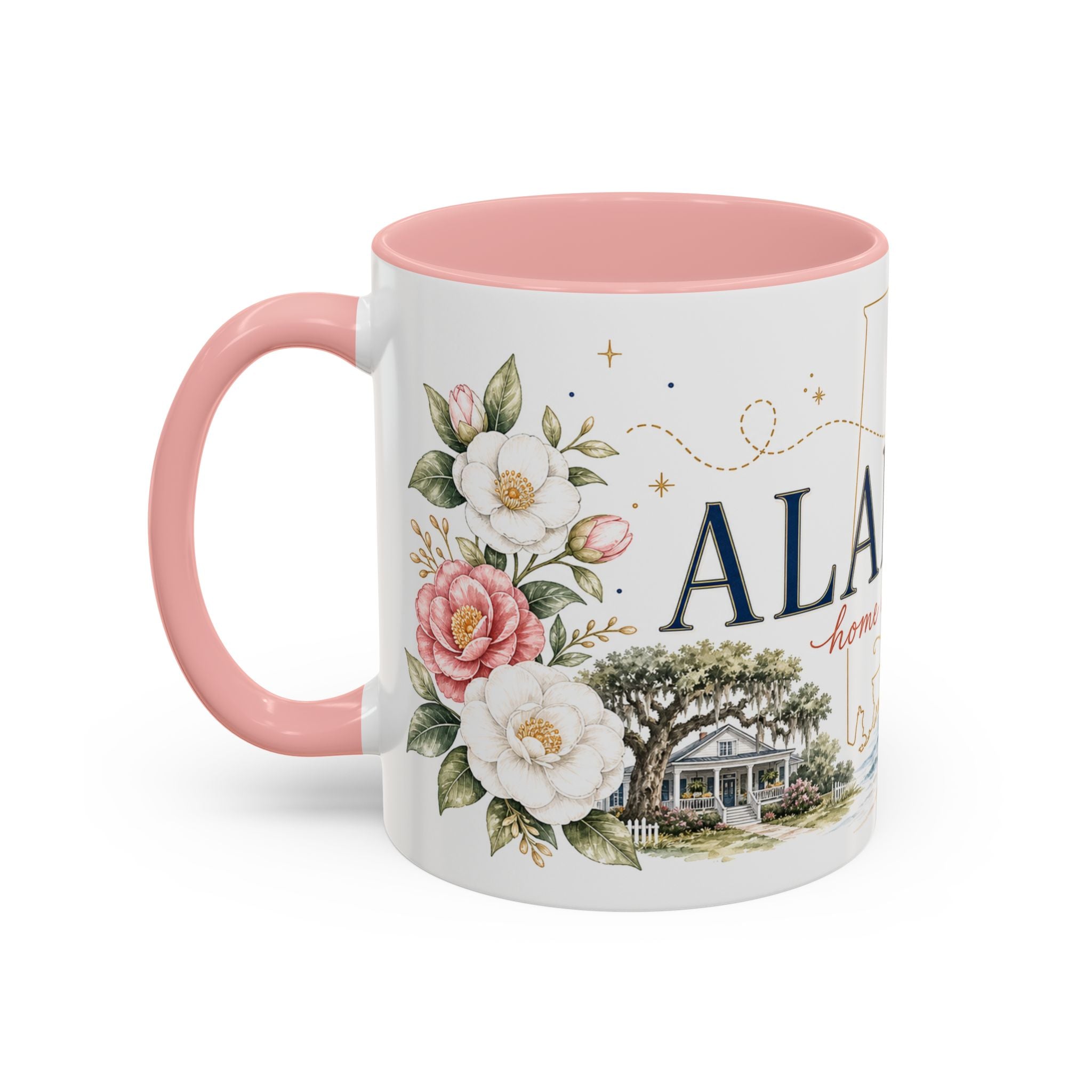 Alabama State Map Mug | Coastal Scenery, Botanical Accents, Homesick Gift
