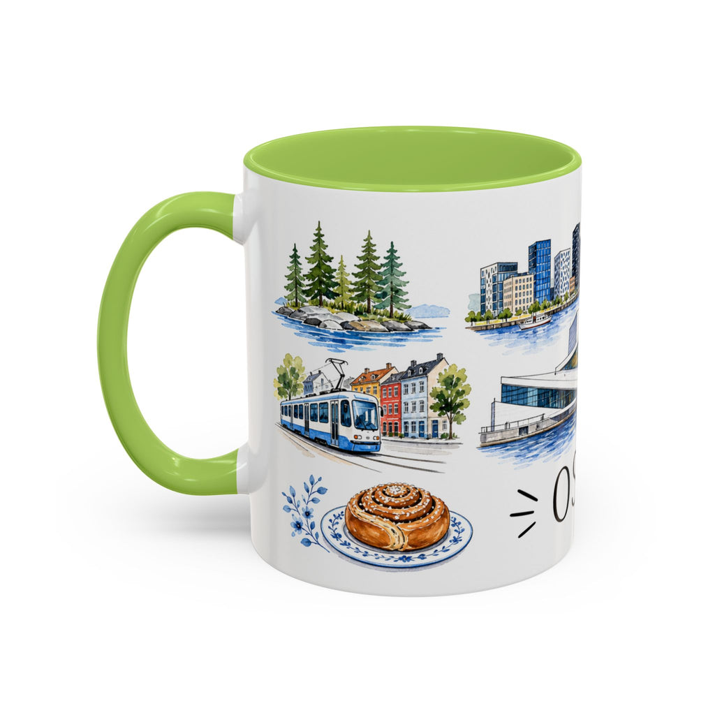 Oslo Illustrated Travel Mug | City Souvenir Accent Coffee Mug | 11oz 15oz Ceramic Cup