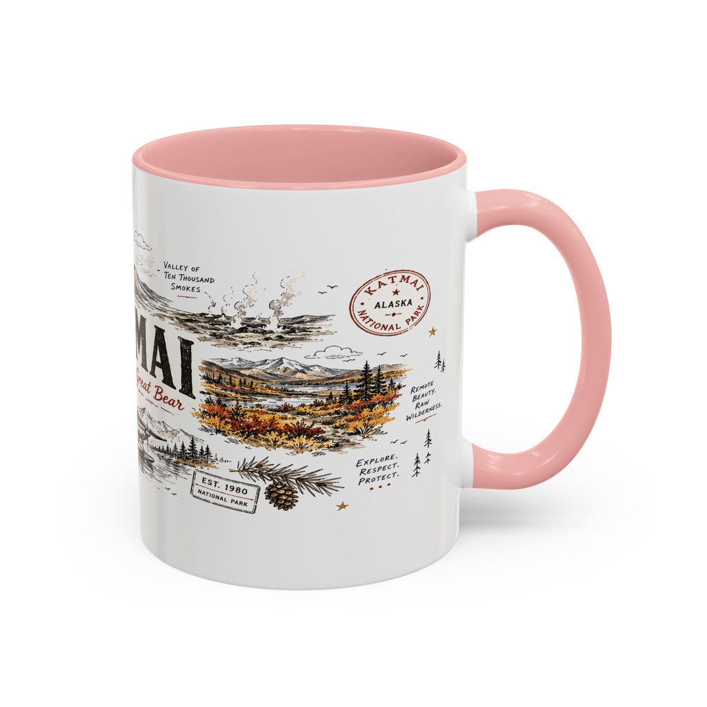 Katmai National Park Coffee Mug | Alaska Bear Watching Wildlife Gift | Accent Color Ceramic 11oz 15oz