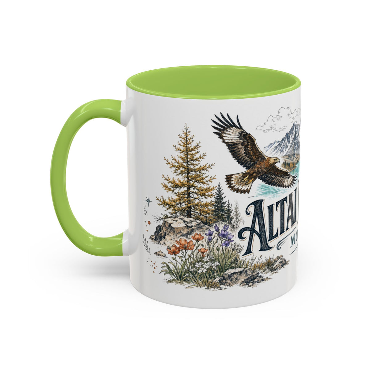 Altai Mountains Mug, Mongolia Travel Souvenir, Bucket List Gift, Accent Ceramic Coffee Mug 11oz 15oz