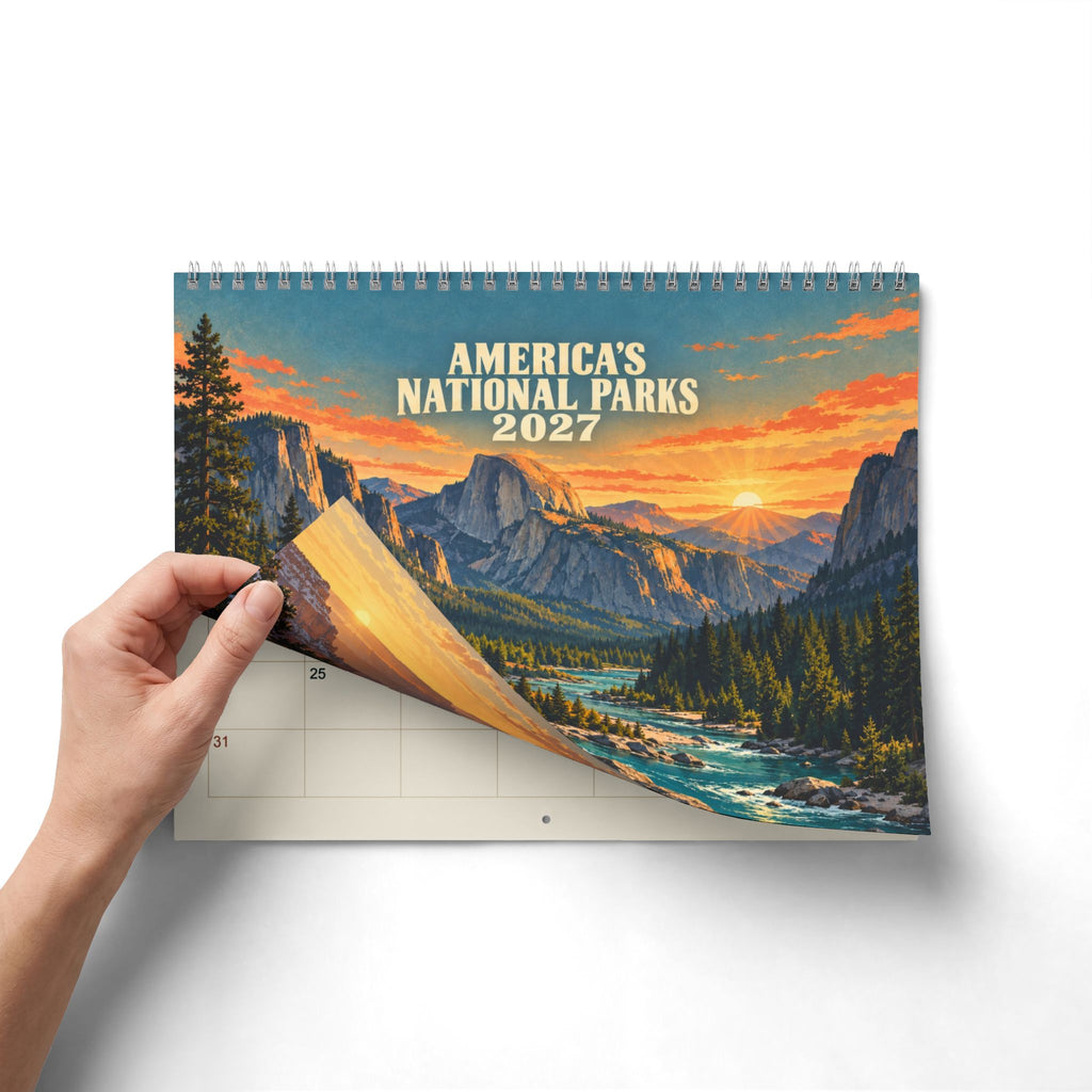 2027 National Parks Wall Calendar, Vintage American Travel Art, 12 Scenic US Parks, Nature Lover Gift, US Holidays