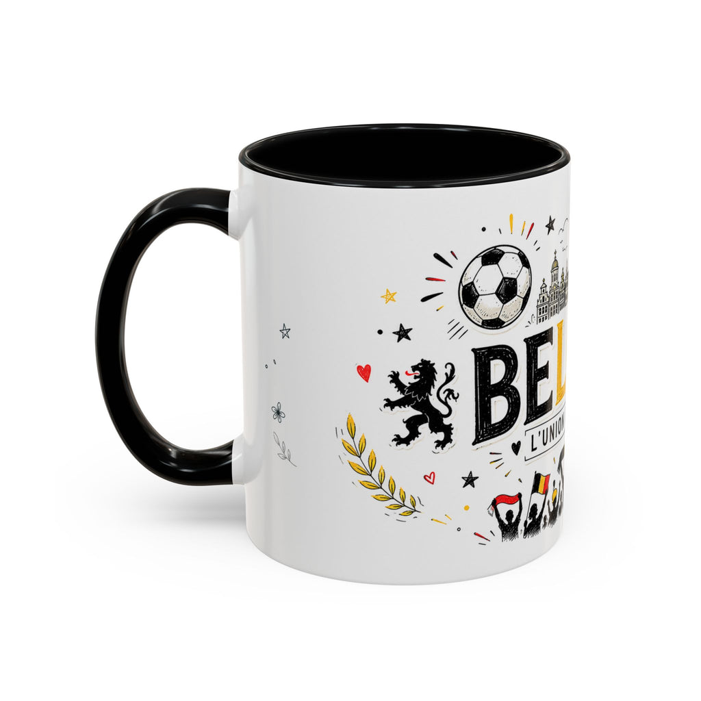 Belgium Soccer Coffee Mug | Soccer Fan Gift | Accent Color Ceramic 11oz 15oz Match Day Cup