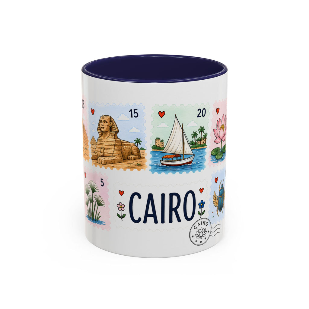 Cairo Coffee Mug | Postage Stamp Collage Mug | Travel Souvenir Accent Cup 11oz 15oz