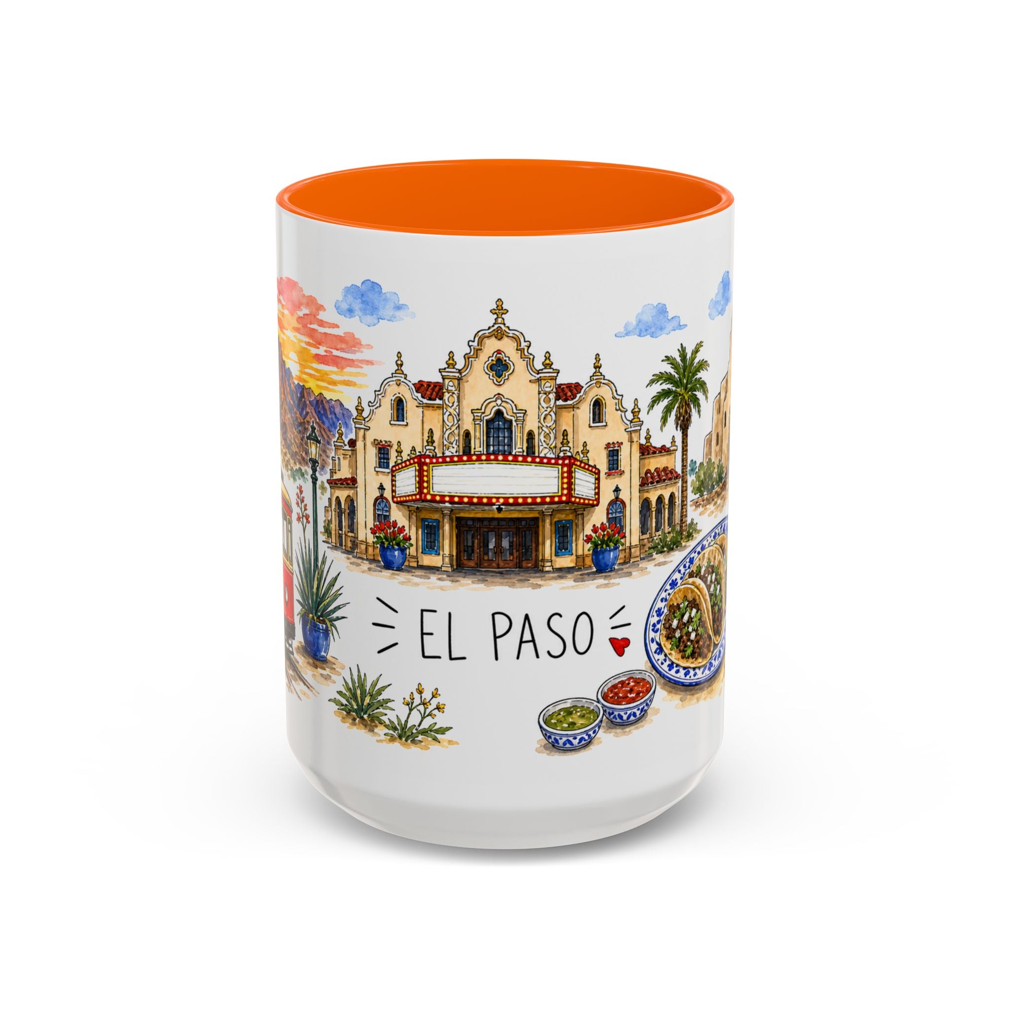 El Paso Illustrated Travel Mug | City Souvenir Accent Coffee Mug | 11oz 15oz Ceramic Cup