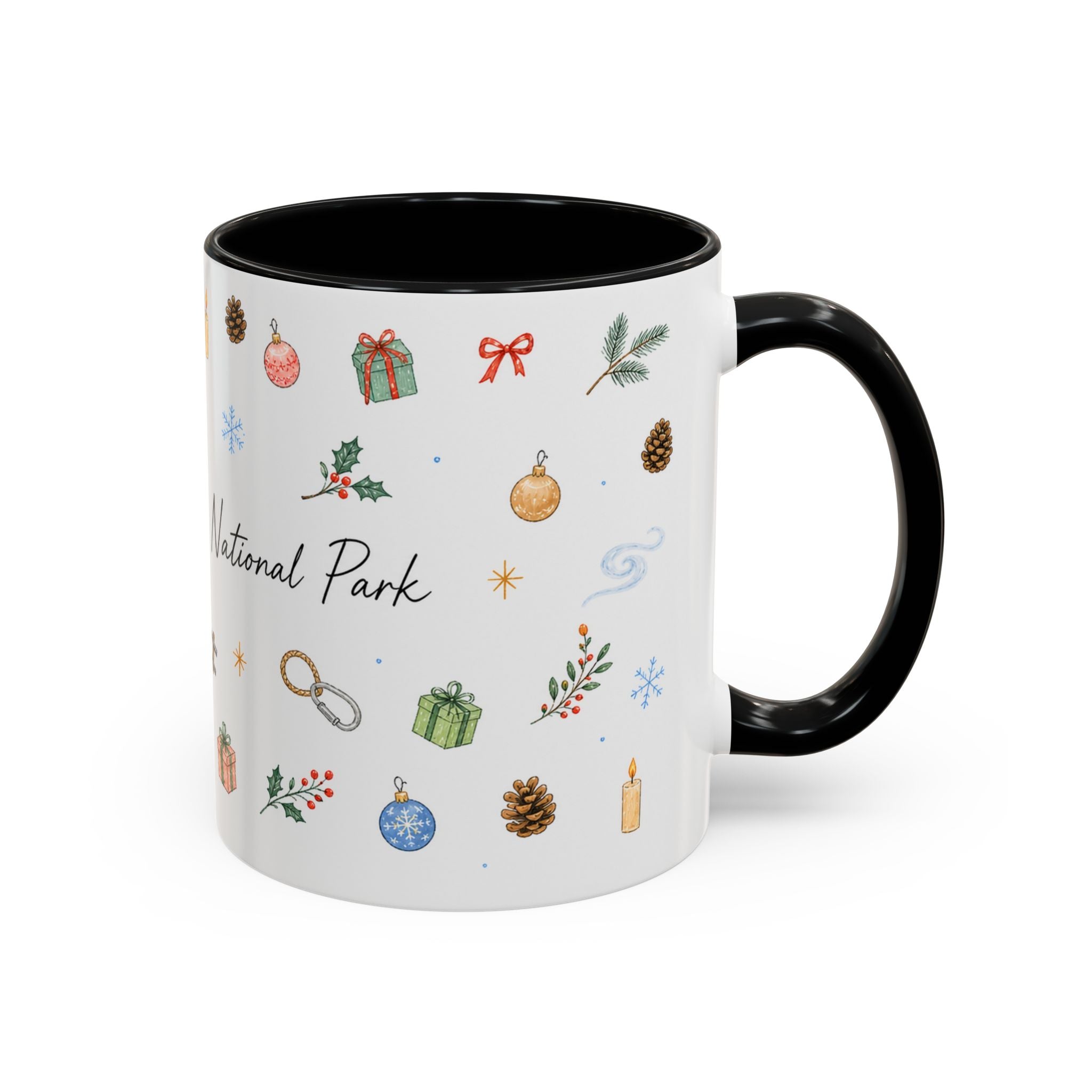 New River Gorge National Park Christmas Mug | Watercolor Travel Souvenir | Holiday Gift | Accent Ceramic Coffee Cup 11oz 15oz