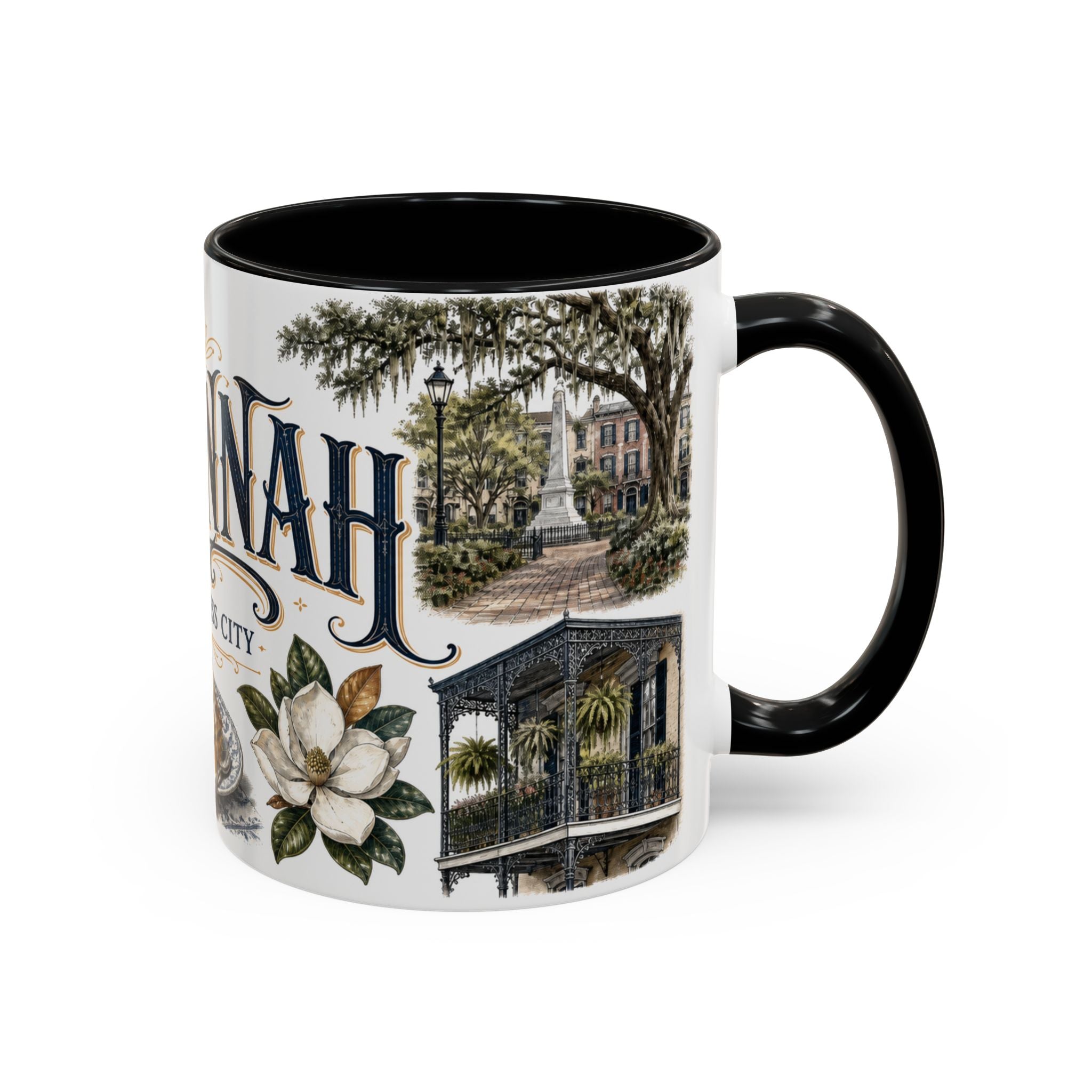 Savannah Coffee Mug | United States Travel Souvenir | Vintage Illustrated City Gift | 11 oz 15 oz Accent Mug