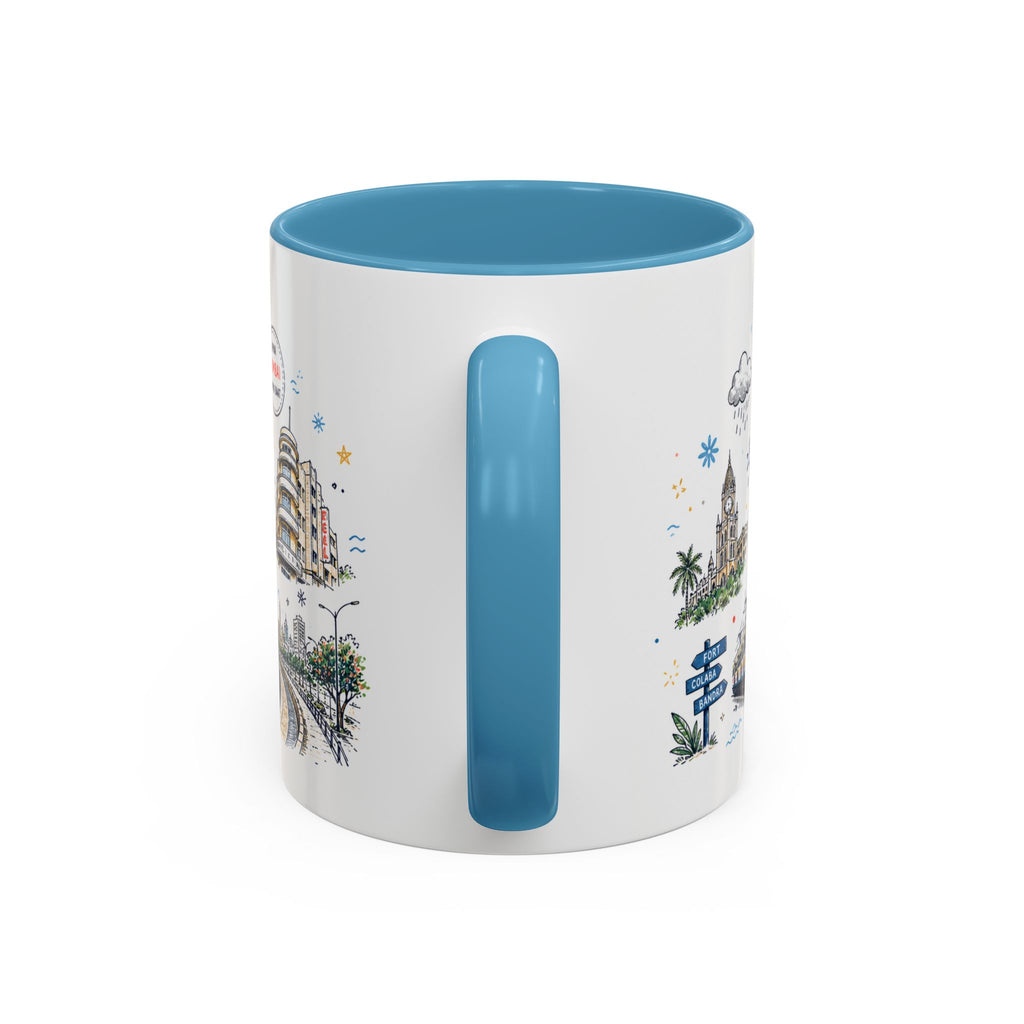 Mumbai Coffee Mug | India Souvenir Travel Gift | Accent Color Ceramic 11oz 15oz