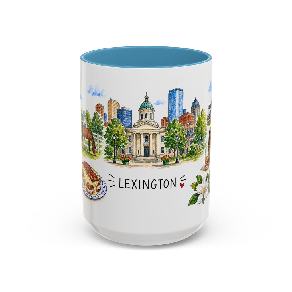 Lexington Illustrated Travel Mug | City Souvenir Accent Coffee Mug | 11oz 15oz Ceramic Cup