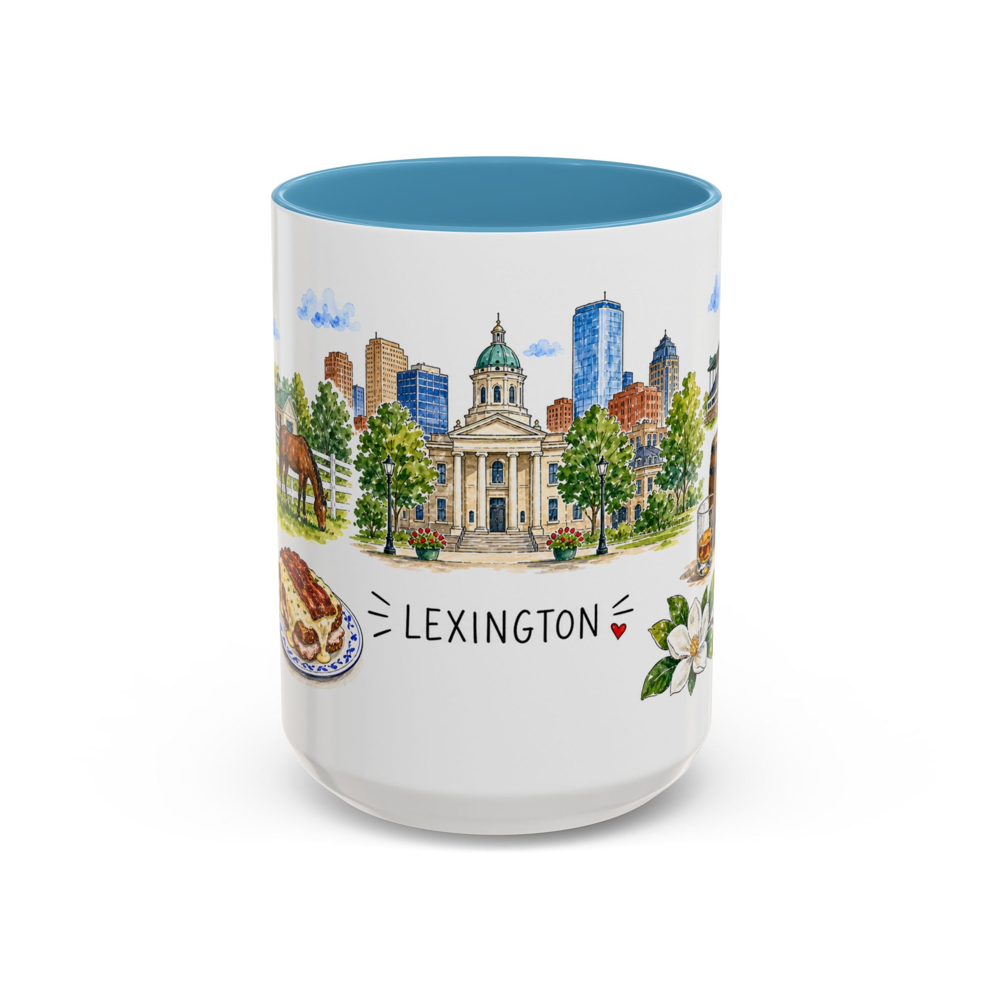 Lexington Illustrated Travel Mug | City Souvenir Accent Coffee Mug | 11oz 15oz Ceramic Cup