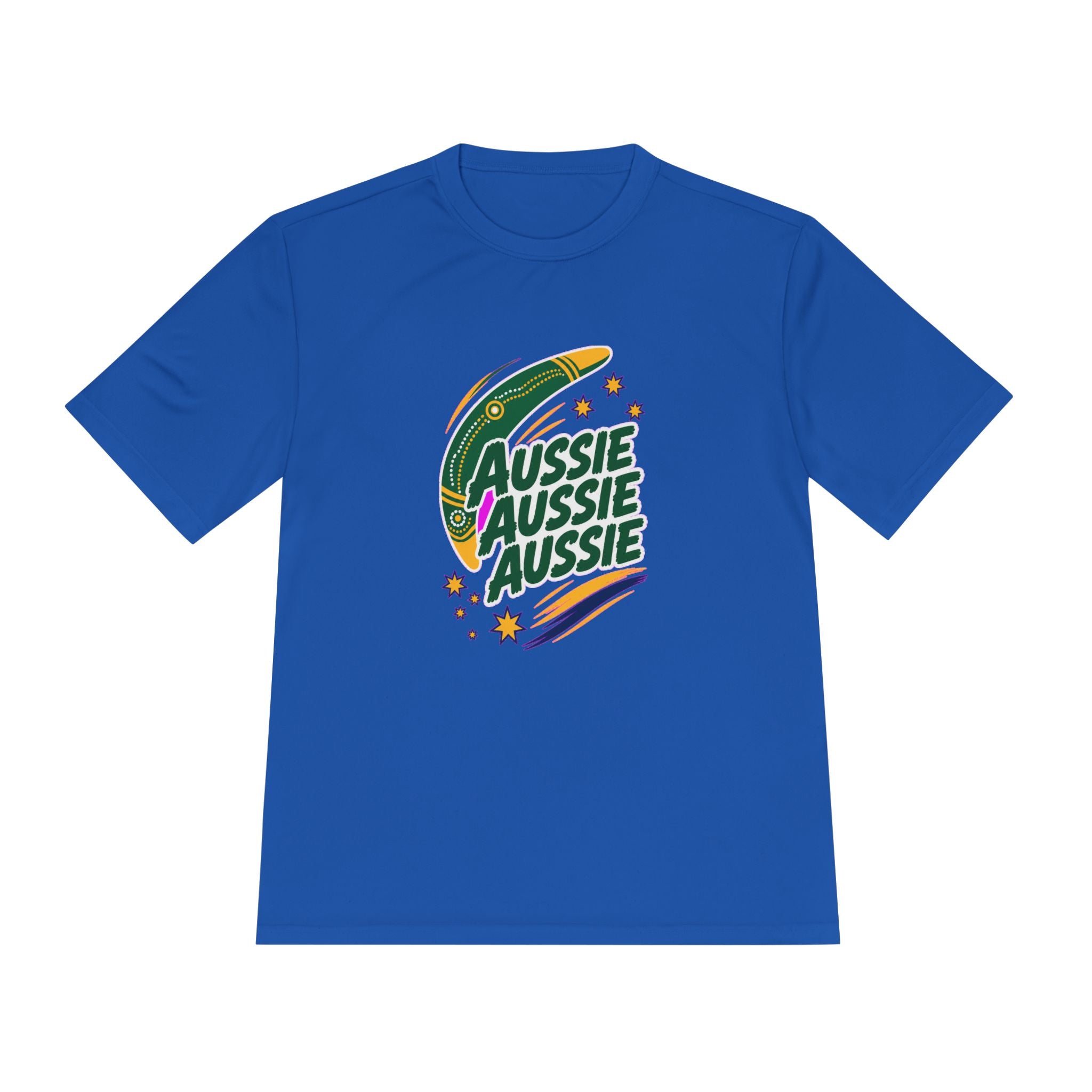 Australia Fan T-Shirt, Aussie Boomerang Design, Moisture Wicking Sport Tee