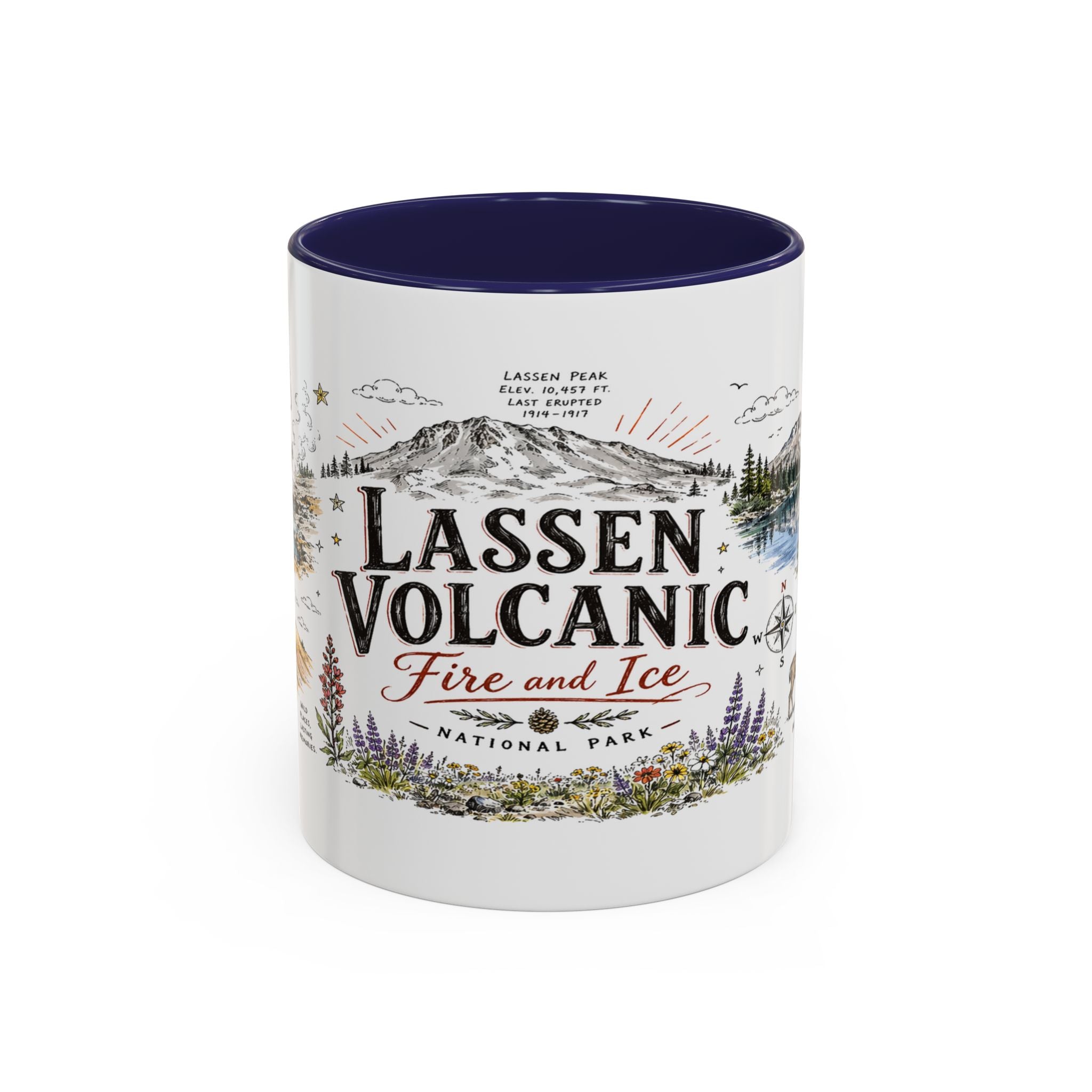 Lassen Volcanic National Park Coffee Mug | California Volcano Geothermal Hiking Gift | Accent Color Ceramic 11oz 15oz