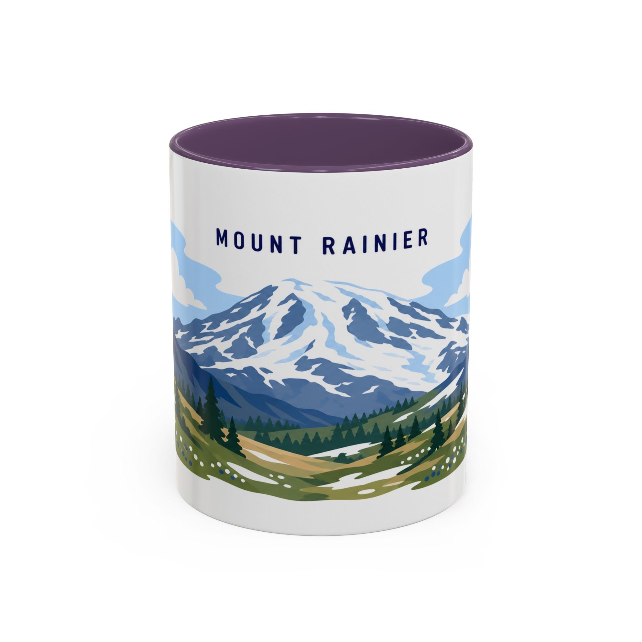 Mount Rainier National Park Coffee Mug | Solid Color Block Park Souvenir | 11oz 15oz Accent Mug