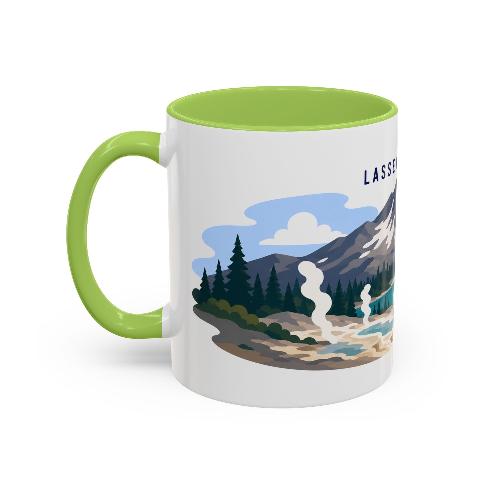 Lassen Volcanic National Park Coffee Mug | Solid Color Block Park Souvenir | 11oz 15oz Accent Mug