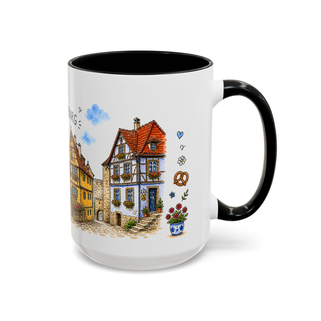 Rothenburg Illustrated Travel Mug | Germany Souvenir Accent Coffee Mug | 11oz 15oz Ceramic Cup