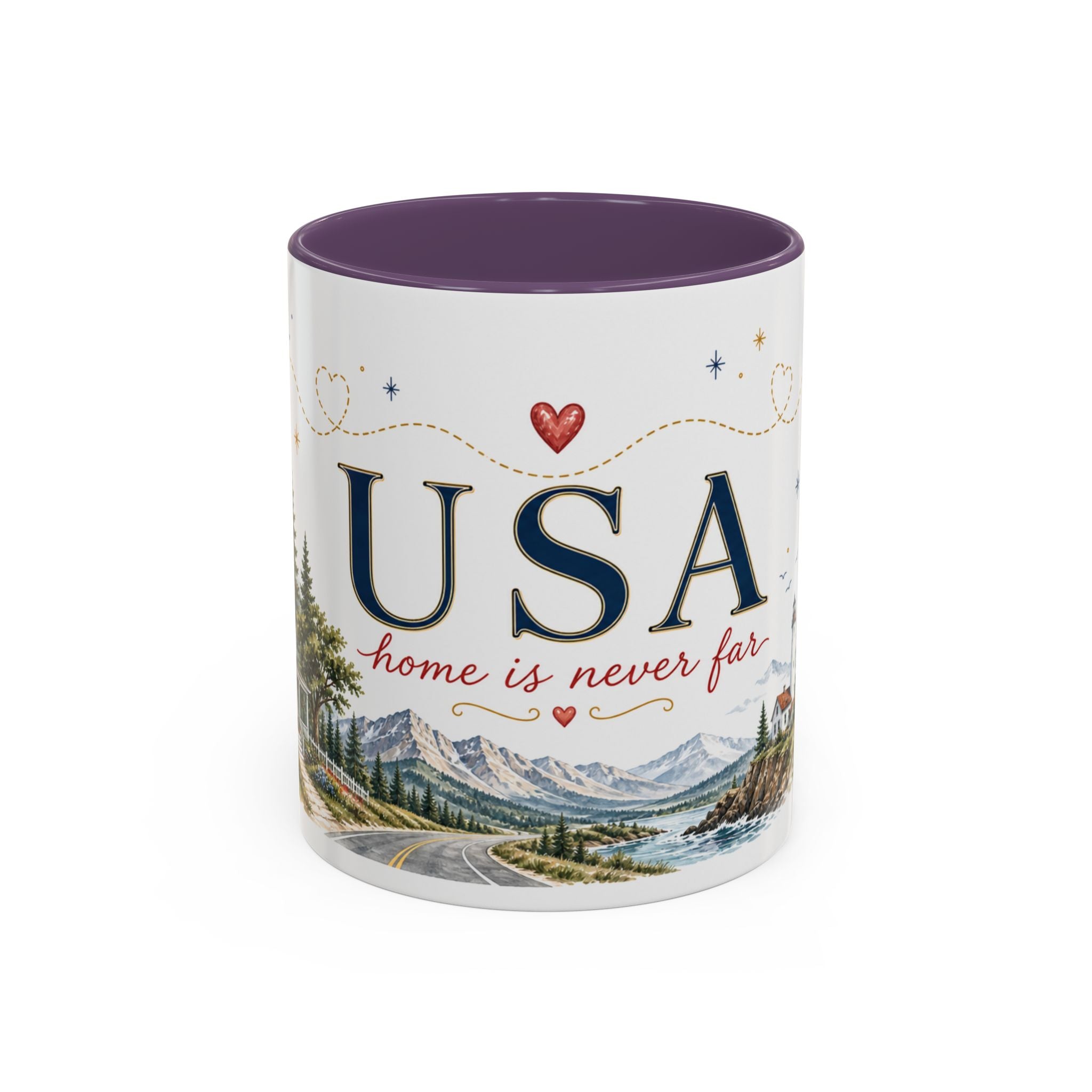 USA Home Country Mug | Moving Away Gift | Long Distance Friendship | 11 oz 15 oz Accent Mug