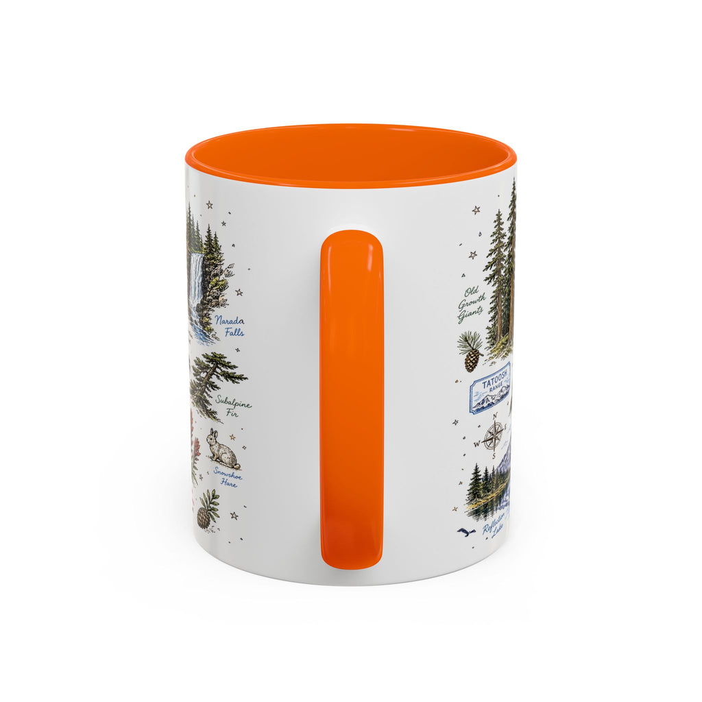 Mount Rainier Coffee Mug | National Park Hiking Washington Gift | Accent Color Ceramic 11oz 15oz