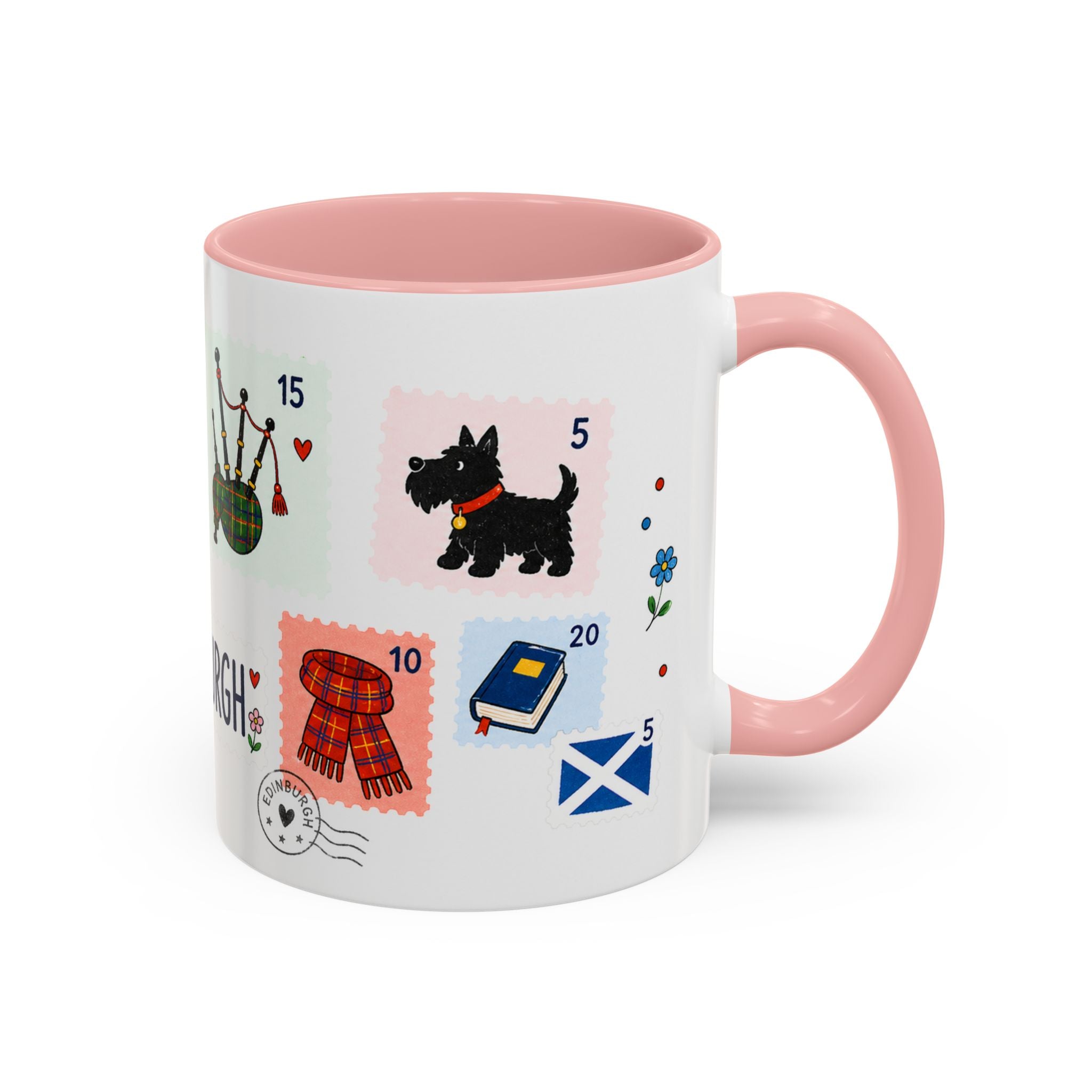 Edinburgh Coffee Mug | Postage Stamp Collage Mug | Travel Souvenir Accent Cup 11oz 15oz