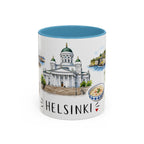 Helsinki Illustrated Travel Mug | City Souvenir Accent Coffee Mug | 11oz 15oz Ceramic Cup