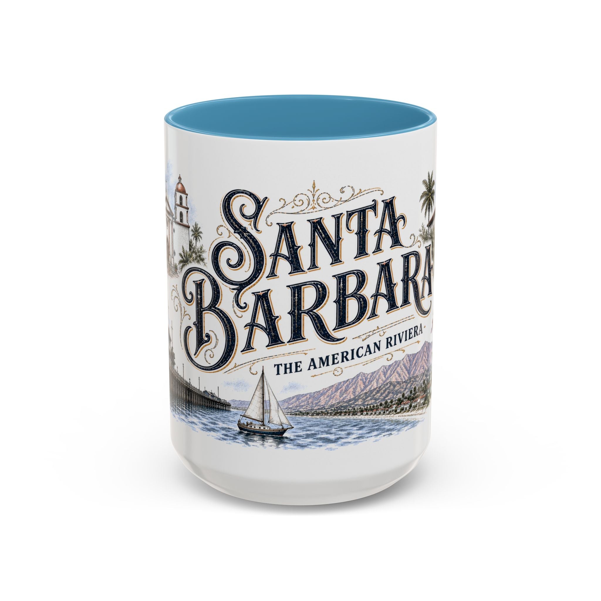 Santa Barbara Coffee Mug | United States Travel Souvenir | Vintage Illustrated City Gift | 11 oz 15 oz Accent Mug
