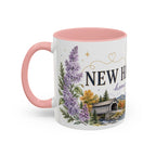 New Hampshire State Map Mug | Botanical Accents, Mountain Landscape Coffee Cup