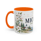 Michigan State Map Mug | Botanical Accents, Lakes Art | Homesick Gift