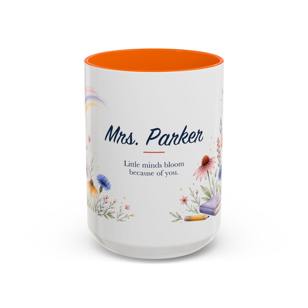 Personalized Kindergarten Teacher Mug | Custom Name Wildflower Rainbow Cup | Back to School Gift