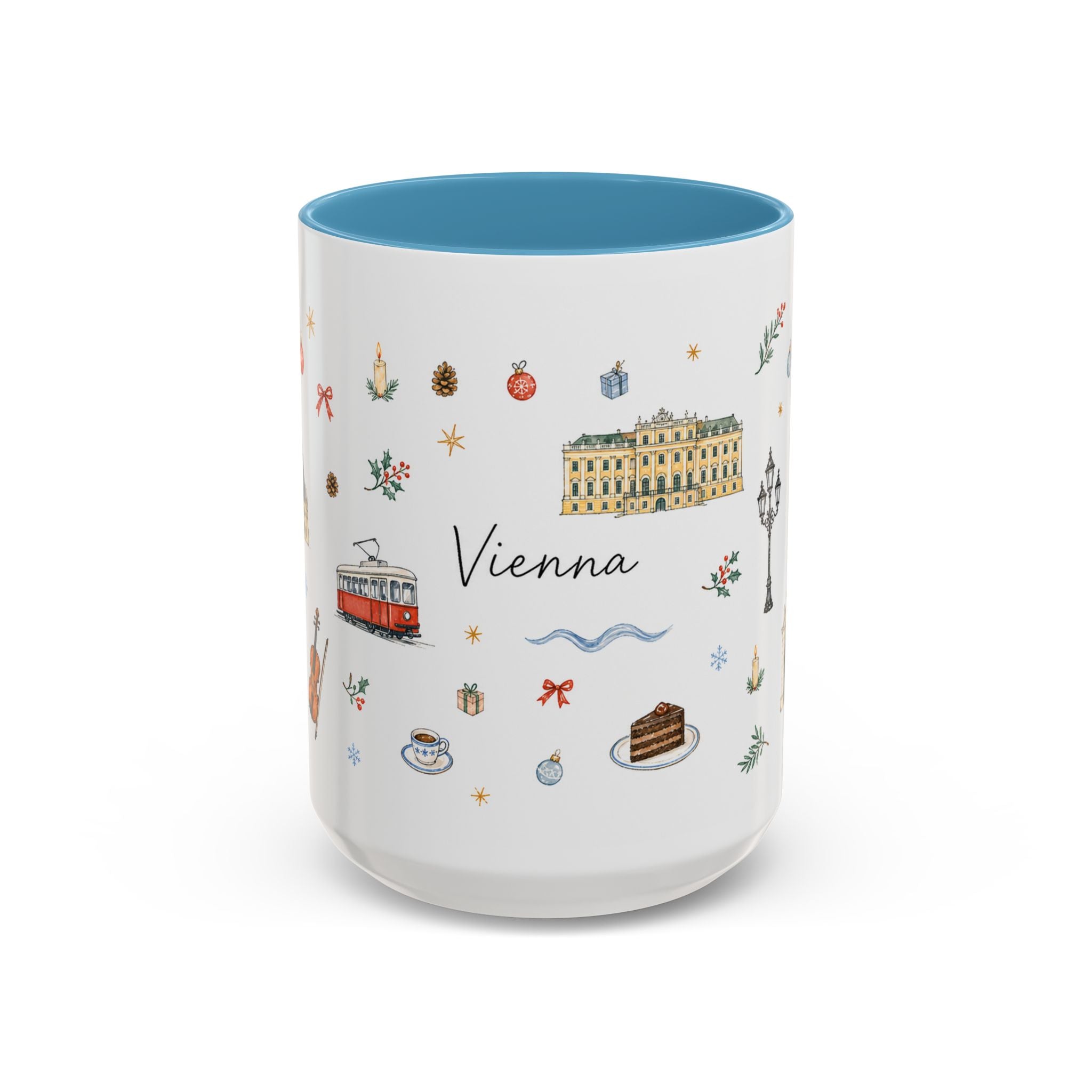 Vienna Christmas Mug | Watercolor Travel Souvenir | Holiday Gift | Accent Ceramic Coffee Cup 11oz 15oz