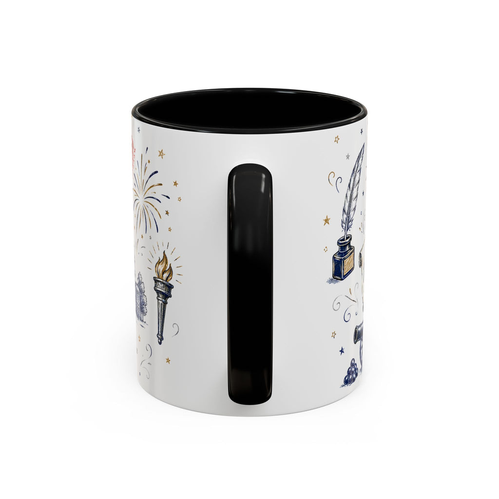 America 250 Coffee Mug | 1776-2026 Patriotic 4th of July Gift | Accent Color Ceramic 11oz 15oz