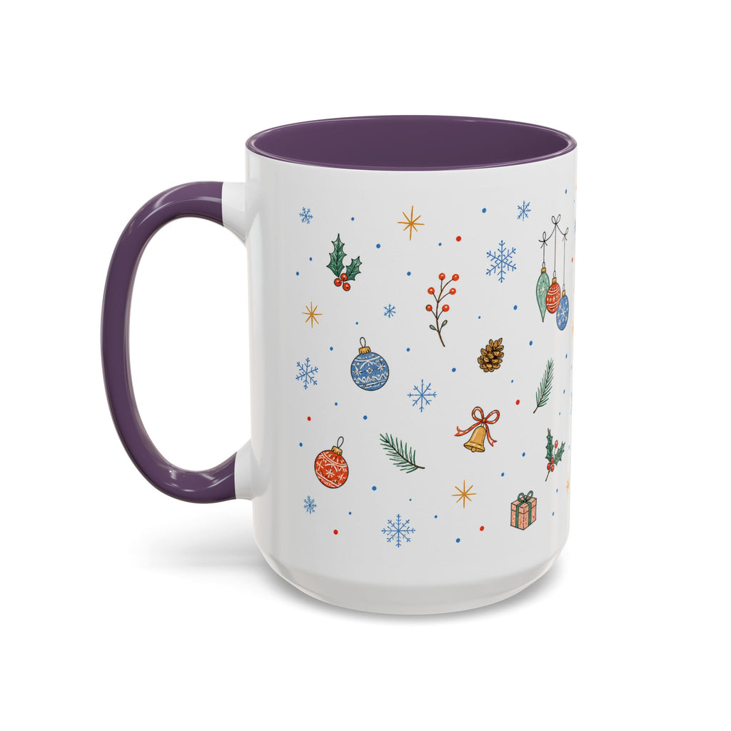 Christmas Ornament Mug | Snowflake Watercolor Holiday Gift | Accent Cup 11oz 15oz