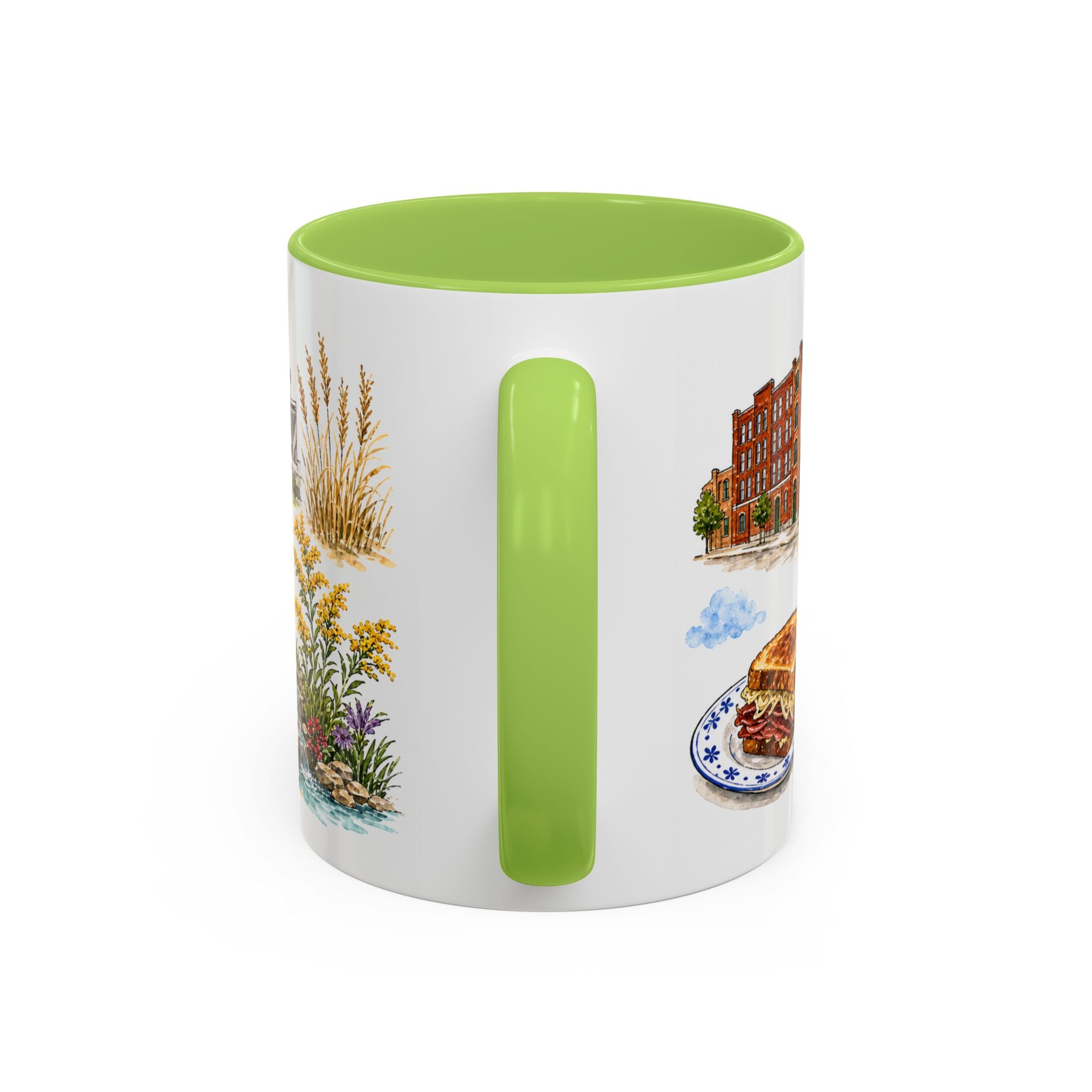 Lincoln Illustrated Travel Mug | City Souvenir Accent Coffee Mug | 11oz 15oz Ceramic Cup