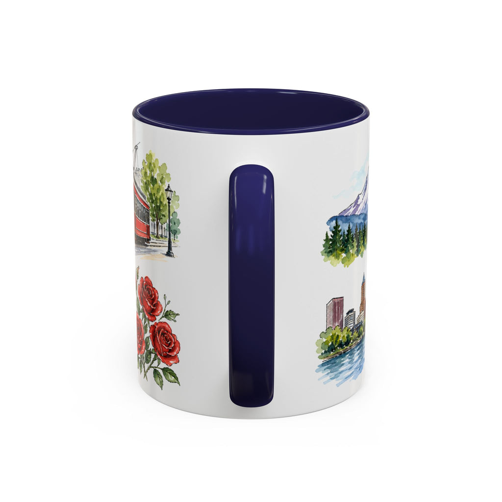 Portland Illustrated Travel Mug | City Souvenir Accent Coffee Mug | 11oz 15oz Ceramic Cup