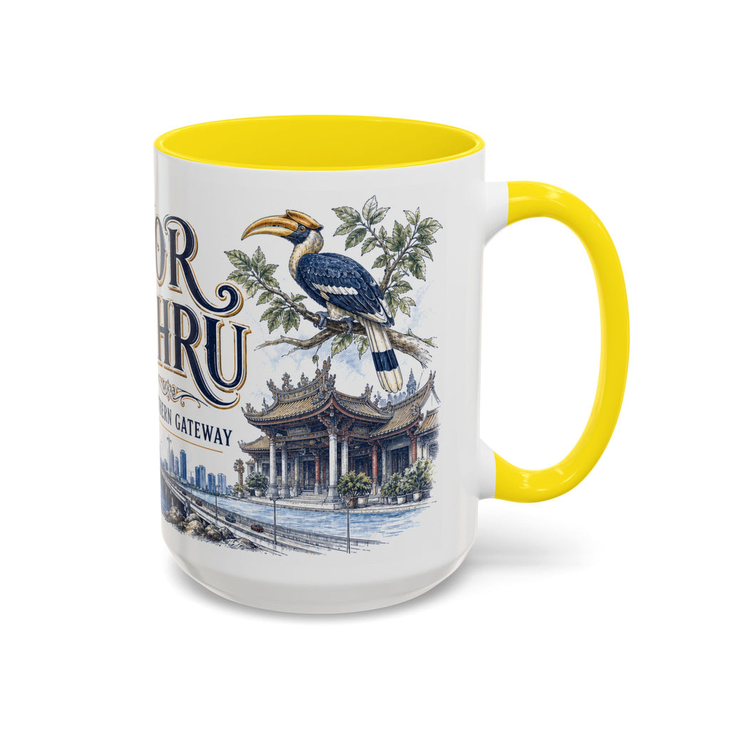 Johor Bahru Coffee Mug | Malaysia Travel Souvenir | Vintage Illustrated City Gift | 11 oz 15 oz Accent Mug