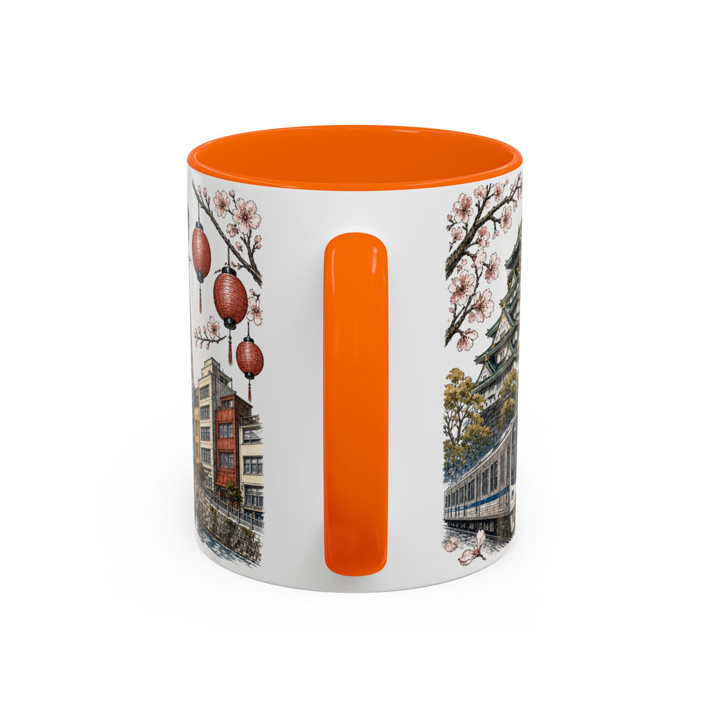 Osaka Coffee Mug | Japan Travel Souvenir | Vintage Illustrated City Gift | 11 oz 15 oz Accent Mug
