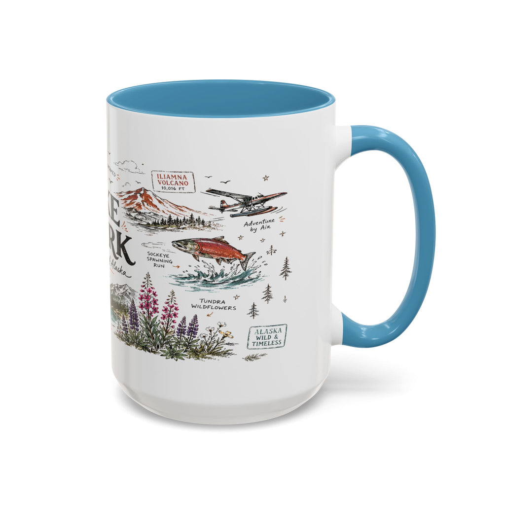 Lake Clark National Park Coffee Mug | Alaska Fly-in Wilderness Adventure Gift | Accent Color Ceramic 11oz 15oz