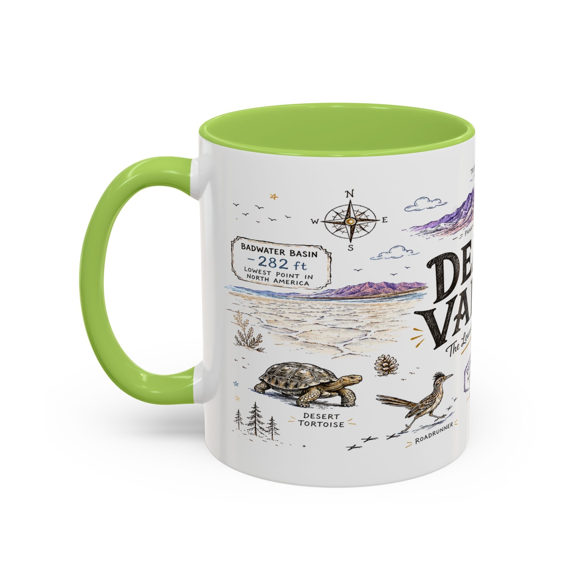 Death Valley National Park Coffee Mug | California Desert Hiking Camping Gift | Accent Color Ceramic 11oz 15oz