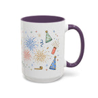 New Year Mug | Midnight Clock Toast Watercolor Celebration Gift | Accent Cup 11oz 15oz