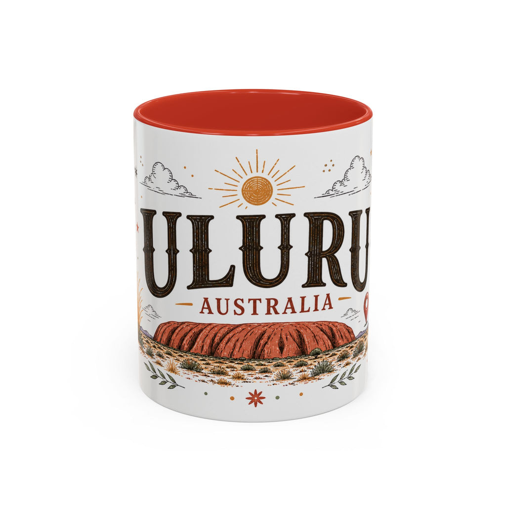 Uluru Coffee Mug | Travel Destination Souvenir Gift | Accent Color Ceramic 11oz 15oz