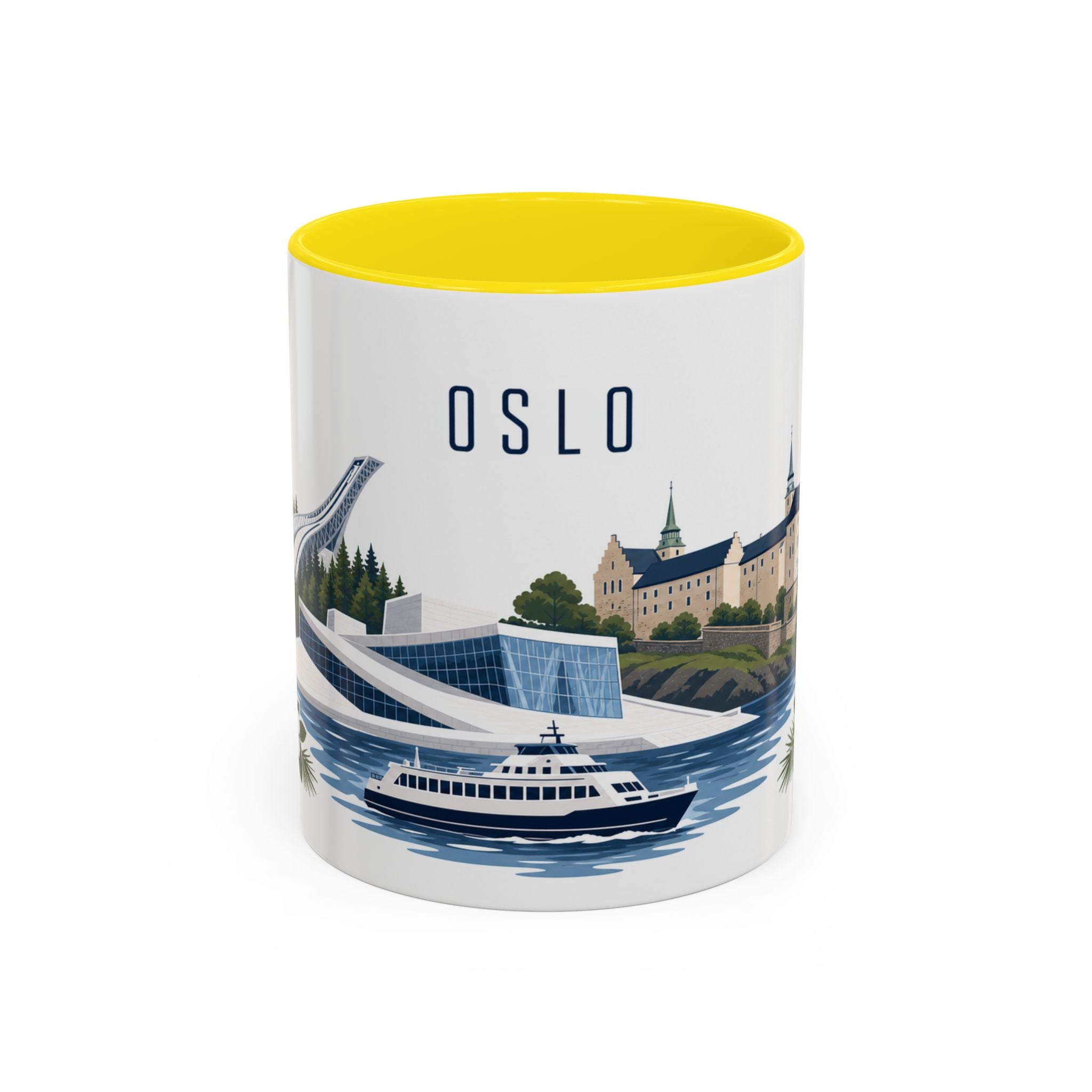 Oslo Coffee Mug | Norway Travel Souvenir | Porcelain Decal City Gift | 11oz 15oz Accent Mug