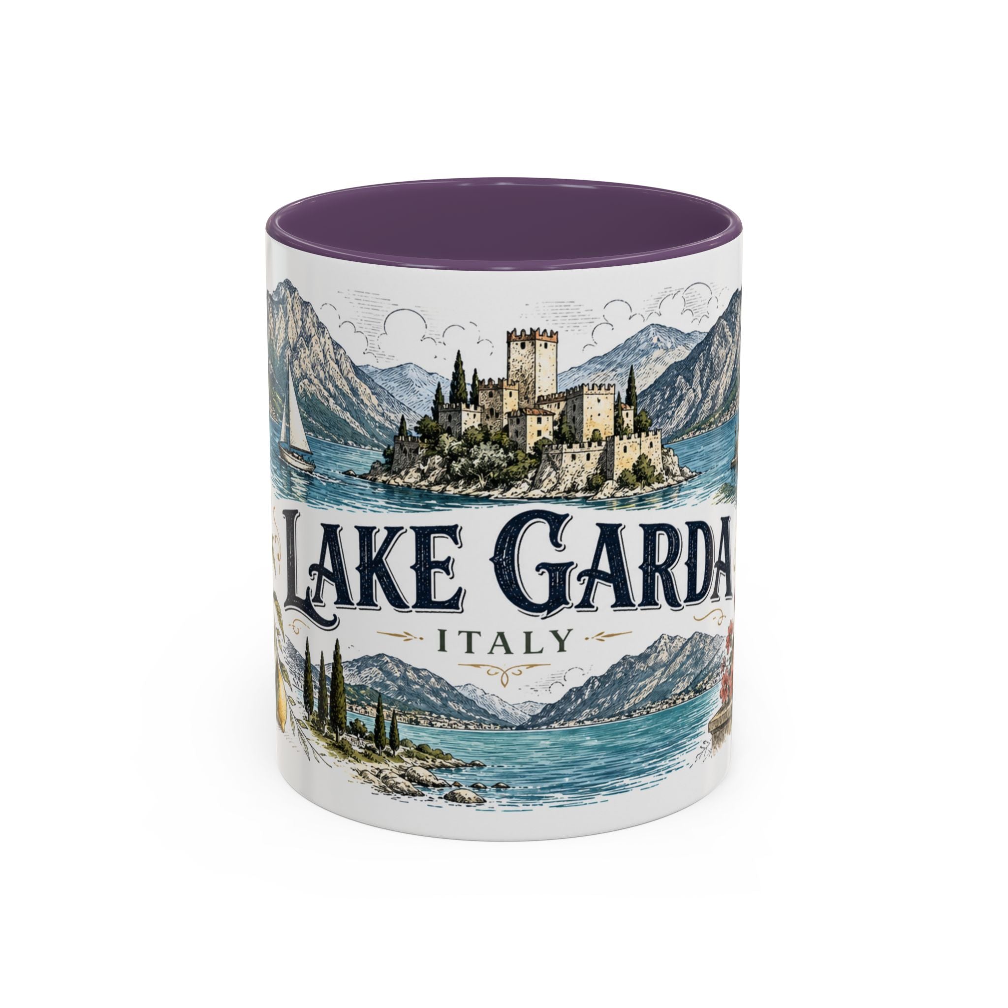 Lake Garda Mug, Italy Travel Souvenir, Bucket List Gift, Accent Ceramic Coffee Mug 11oz 15oz