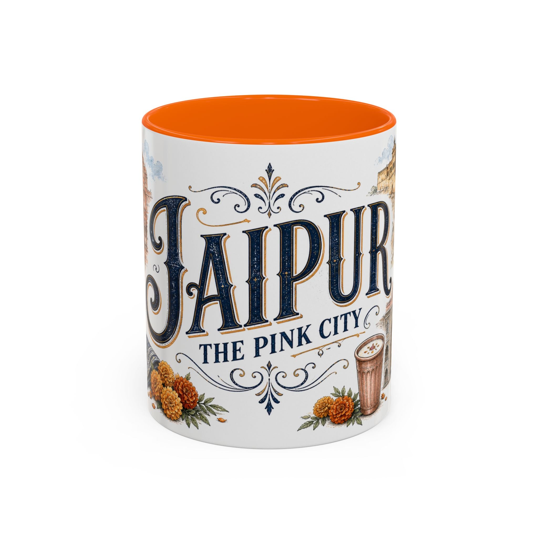 Jaipur Coffee Mug | India Travel Souvenir | Vintage Illustrated City Gift | 11 oz 15 oz Accent Mug