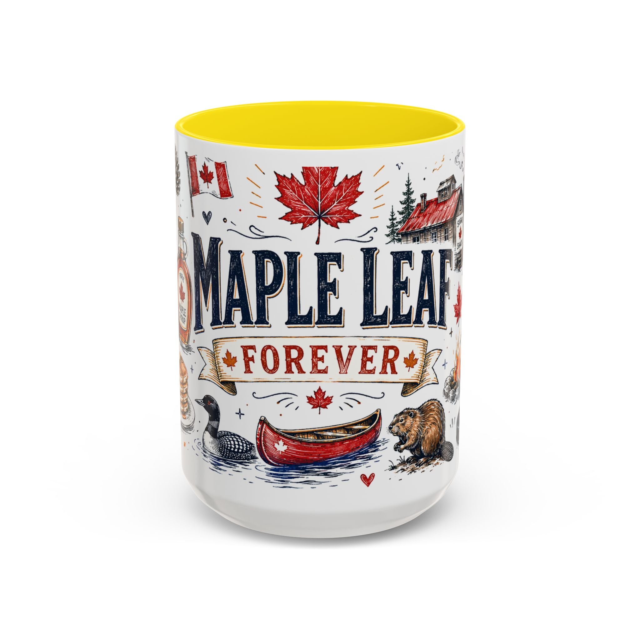 Maple Leaf Forever Coffee Mug | Canadian Pride Gift | Accent Color Ceramic 11oz 15oz
