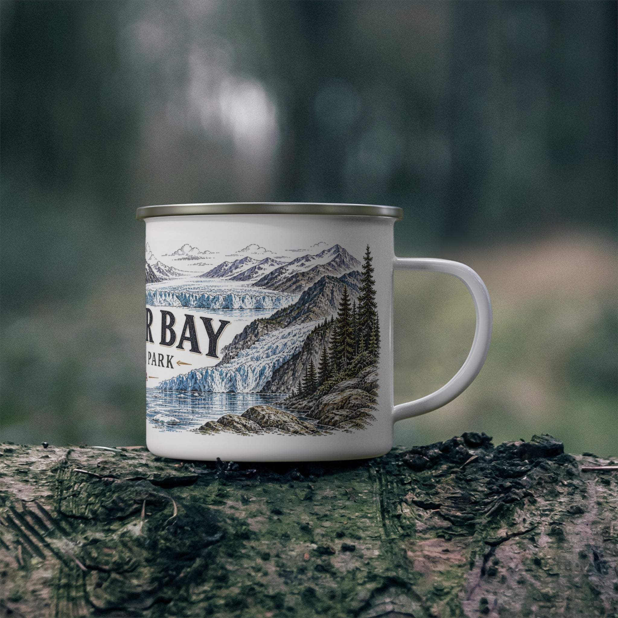 Glacier Bay National Park Vintage Enamel Camping Mug | 12oz National Park Hiking Gift