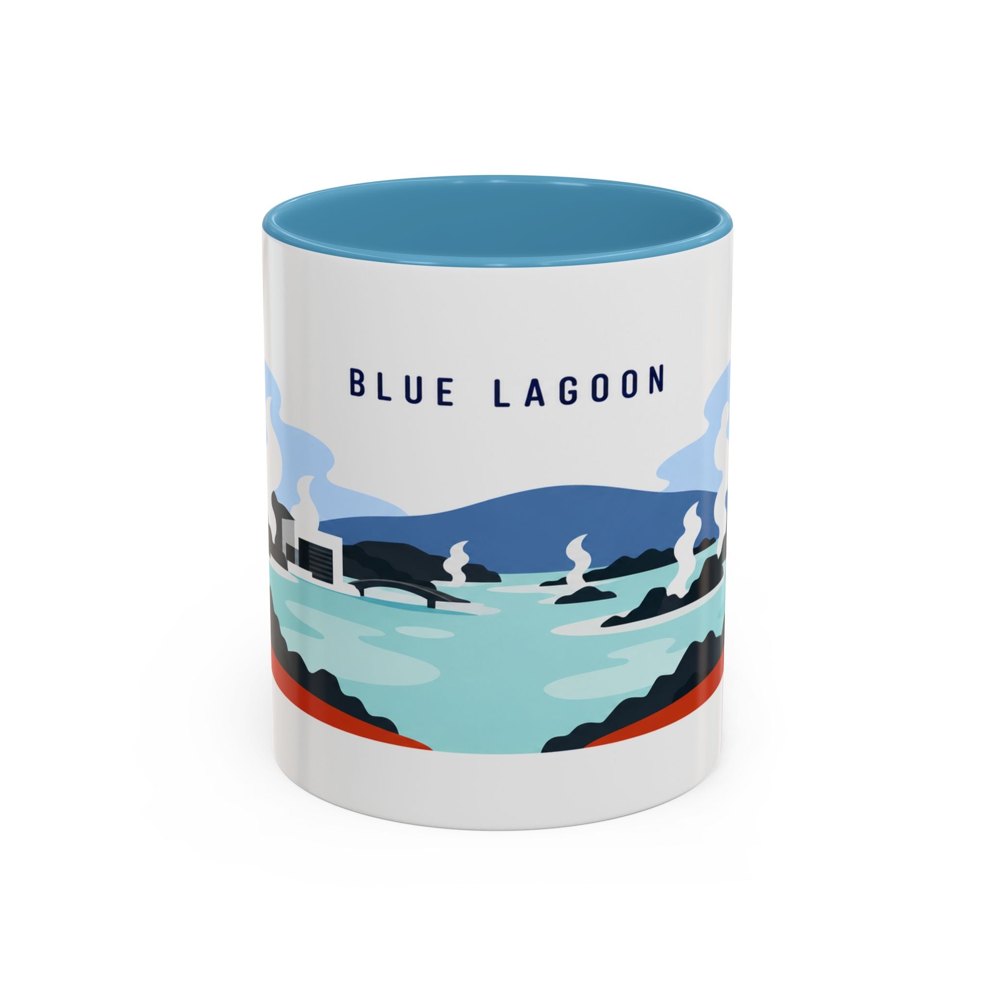 Blue Lagoon Coffee Mug | Travel Destination Souvenir Gift | Accent Color Ceramic 11oz 15oz