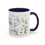 North Carolina State Map Mug | Moving Away, Homesick Gift | Botanical Accent Coffee Cup