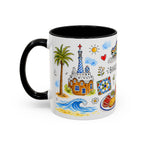 Barcelona Travel Mug | European City Souvenir Accent Coffee Mug | 11oz 15oz Ceramic Cup