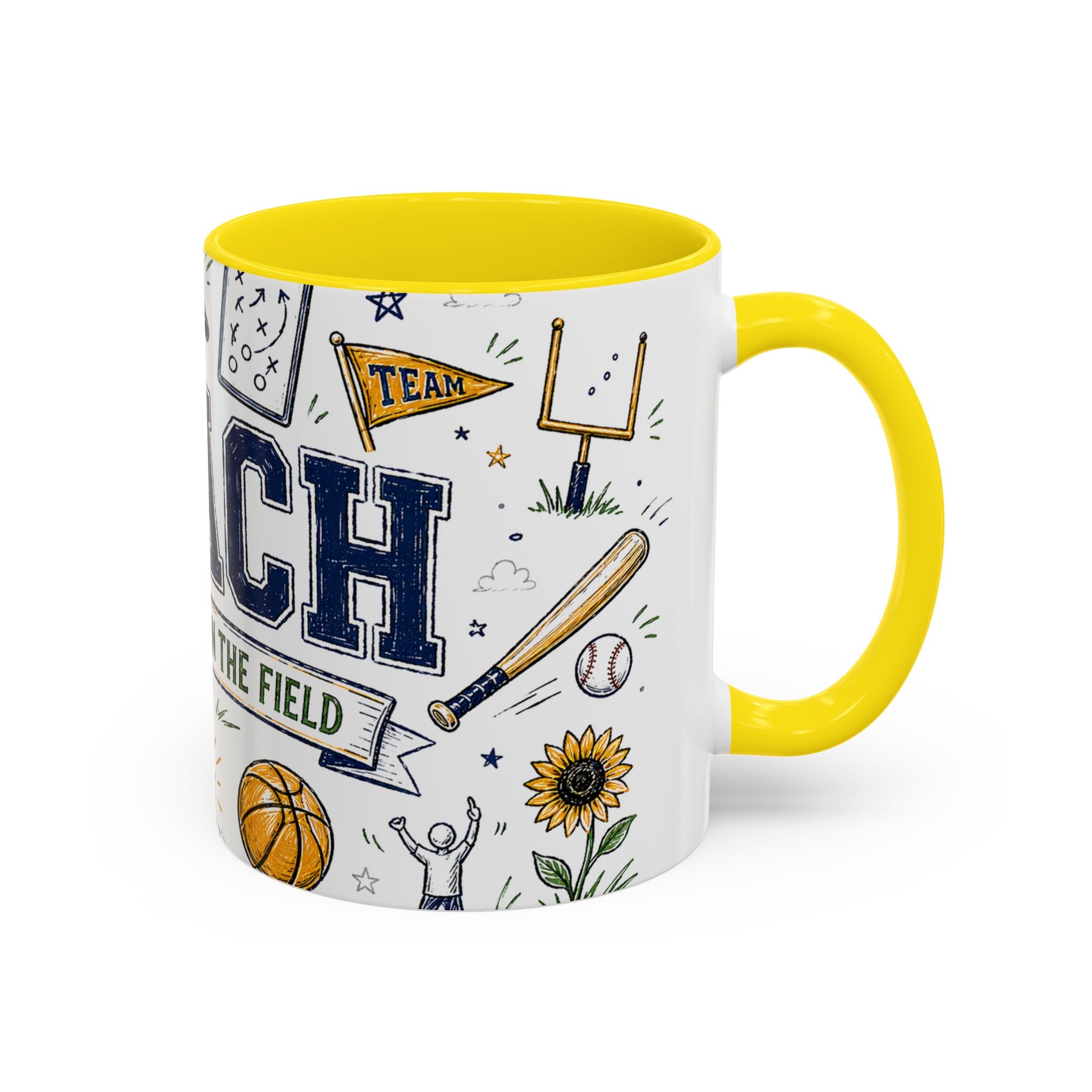 Coach Best Dad On The Field Coffee Mug | Father's Day Gift for Dad | Accent Color Ceramic 11oz 15oz