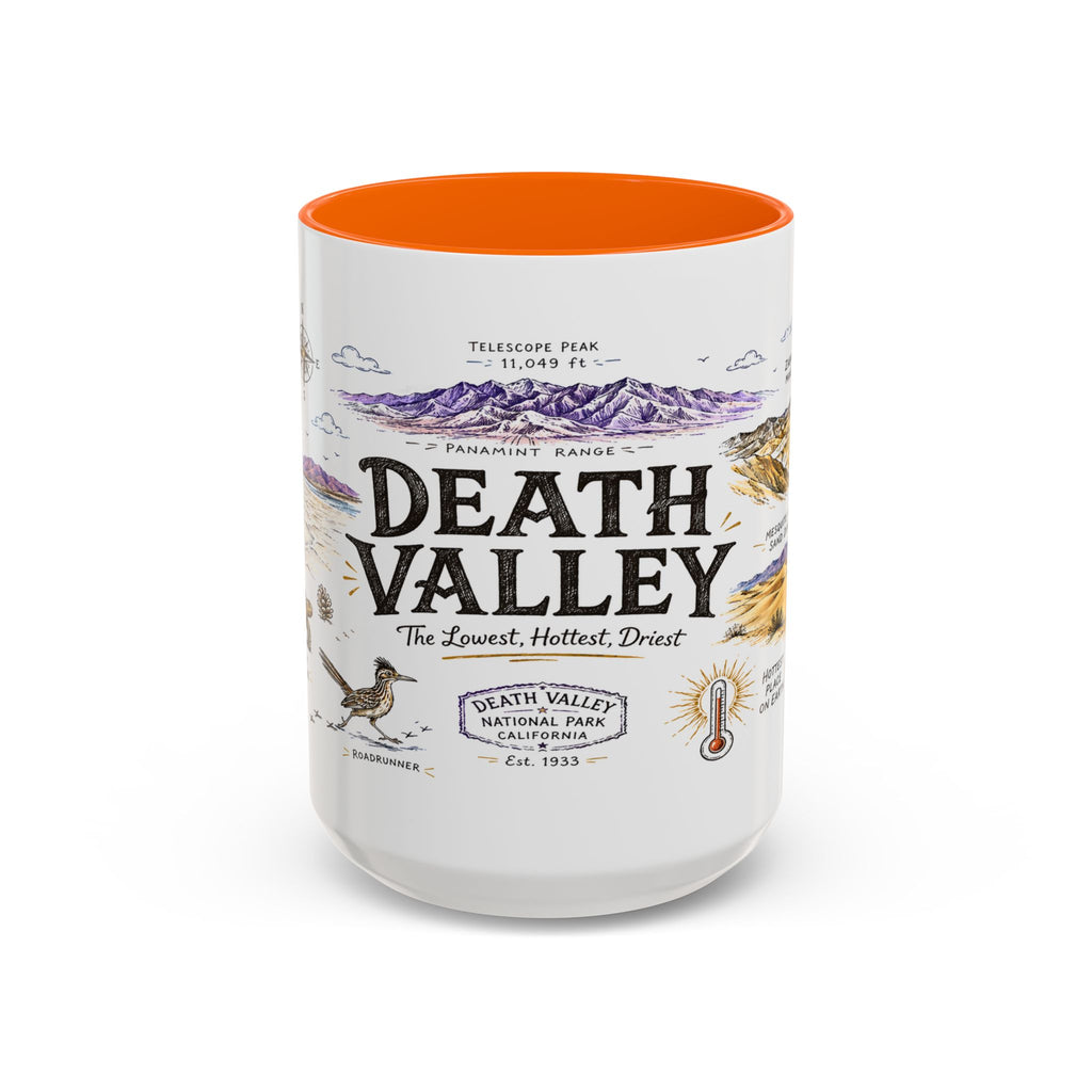 Death Valley National Park Coffee Mug | California Desert Hiking Camping Gift | Accent Color Ceramic 11oz 15oz