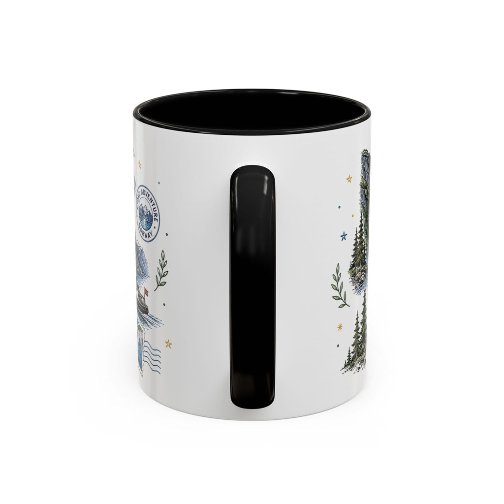 Norwegian Fjords Coffee Mug | Travel Destination Souvenir Gift | Accent Color Ceramic 11oz 15oz